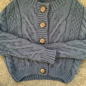 Free people brand new womens blue cropped button up cardigan size xs